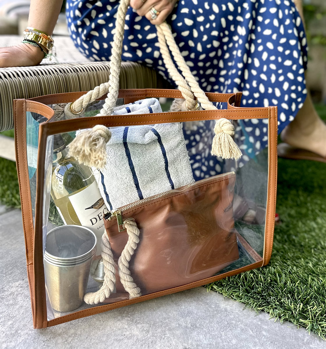 transparent travel tote beach bag for cruise vacations