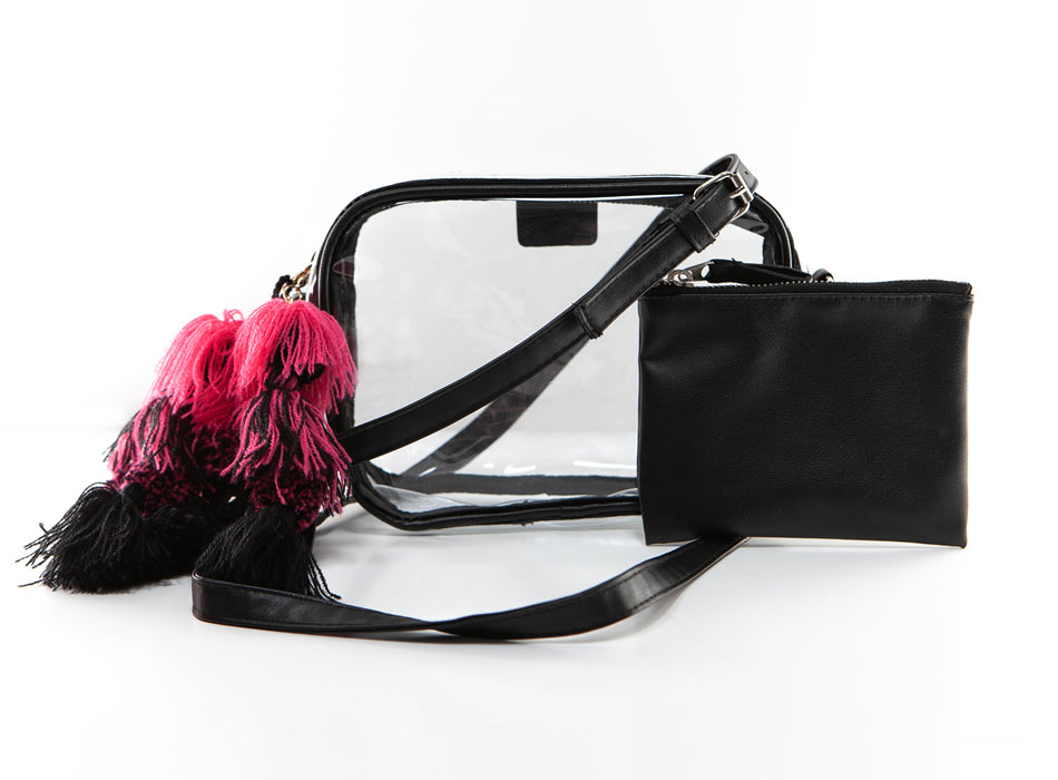 Poppy Women's Fashion Colorblock Tassel Zipper Dome Crossbody Bag